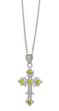 Sterling Silver Pendant With 4 Round Peridot Stones And Rhodium Plating - Fashion Apparel 