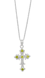 Sterling Silver Pendant With 4 Round Peridot Stones And Rhodium Plating - Fashion Apparel 