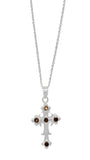 Rhodium Plated Sterling Silver Pendant With 4 Round Smokey Stones - Fashion Apparel 