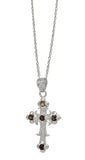 Rhodium Plated Sterling Silver Pendant With 4 Round Smokey Stones - Fashion Apparel 