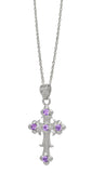 Sterling Silver Pendant With Rhodium Plated And 4 Beautiful Round Amethyst Stones - Fashion Apparel 
