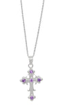 Sterling Silver Pendant With Rhodium Plated And 4 Beautiful Round Amethyst Stones - Fashion Apparel 