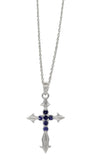 Rhodium Plated Sterling Silver Pendant With Round Iolite Stones - Fashion Apparel 