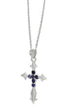 Rhodium Plated Sterling Silver Pendant With Round Iolite Stones - Fashion Apparel 