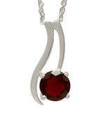 Round Garnet Gems Enhacing The Beauty Of Rhodium Plated Sterling Silver Pendant - Fashion Apparel 