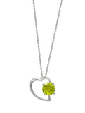 Rhodium Plated Peridot Gemstone Embedded In Sterling Silver Pendant - Fashion Apparel 