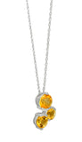 Magnificent Sterling Silver Pendant With Rhodium Plating And Round Citrine Gems - Fashion Apparel 