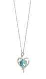 Stunning Rhodium Plated Sterling Silver Pendant Embedded in Blue Topaz - Fashion Apparel 