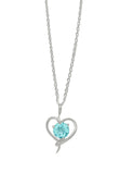Stunning Rhodium Plated Sterling Silver Pendant Embedded in Blue Topaz - Fashion Apparel 