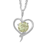 Romantic Sterling Silver Pendant, Sporting Rhodium Plating With Green Amethyst Gemstone - Fashion Apparel 