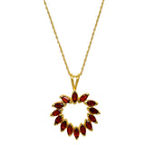 Gold Plated Sterling Silver Pendant Decorated With Marquis Shaped Garnet Gemstone - Fashion Apparel 