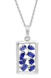 Marvelous Rhodium Plated Sterling Silver Pendant Embedded in Multi-Shaped Iolite Gemstones - Fashion Apparel 