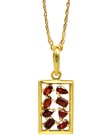 Classy Designed Gold Plated Sterling Silver Pendant Embedded in Garnet Multi Gemstones - Fashion Apparel 