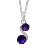 Sterling Silver Pendant In Rhodium Plating, Embellished With Rounded Amethyst - Fashion Apparel 