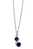 Sterling Silver Pendant In Rhodium Plating, Embellished With Rounded Amethyst - Fashion Apparel 