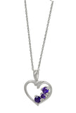 Elegant Sterling Silver Pendant With Round Amethyst Stones And Rhodium Plating - Fashion Apparel 