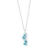 Intricately-Styled Sterling Silver Pendant, Polished With Rhodium, Featuring Pan-Shaped Blue Topaz Stone - Fashion Apparel 