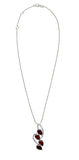 Remarkable Rhodium Plated Sterling Silver Pendant With Pan-Shaped Garnet Gems - Fashion Apparel 