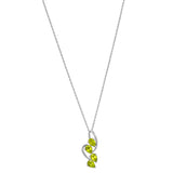 Sterling Silver Pendant Embellished With Pan-Shaped Peridots And Plated In Rhodium - Fashion Apparel 