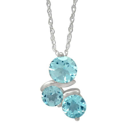 Multifaceted Topaz Sterling Silver Pendant Having Round Blue Topaz Stones - Fashion Apparel 