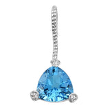 Sterling Silver Rhodium Plated Pendant With Swiss Blue Topaz, And Natural White Zircon Gemstones - Fashion Apparel 