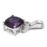 Sterling Silver Pendant With Rhodium Plating And African Amethyst, White Topaz Gemstones. - Fashion Apparel 