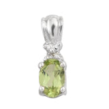 Rhodium Plated Sterling Silver Pendant With Peridot And White Diamond Si2 Gemstones. - Fashion Apparel 