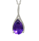Delicate Yet Daring Sterling Silver Pendant With Pan-Shaped Amethyst Stone - Fashion Apparel 