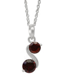A Dashing Rhodium-Plated Sterling Silver, Sporting Round-Shaped Garnet In It - Fashion Apparel 