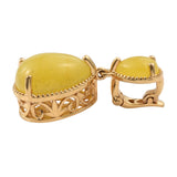 Yellow Gold Rhodium Plated Sterling Silver Pendant With Yellow Jade  Gemstone - Fashion Apparel 