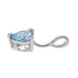 Elegant Rhodium Plated Sterling Silver Pendant Featuring Swiss Blue Topaz, And Natural White Zircon Gemstones. - Fashion Apparel 