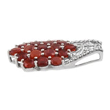 Polished Cherry Fire Opal Gemstones Crafted In Rhodium Plated Sterling Silver Pendant. - Fashion Apparel 