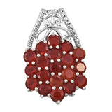 Polished Cherry Fire Opal Gemstones Crafted In Rhodium Plated Sterling Silver Pendant. - Fashion Apparel 