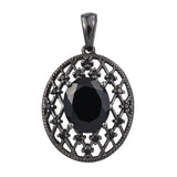 Black Ruthenium Plated Sterling Silver Pendant With Polished Black Spinel Gemstones - Fashion Apparel 