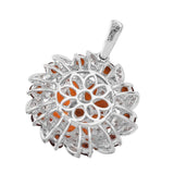 Sterling Silver Pendant With Rhodium Plating And Fire Opal, Madira Citrine, Natural White Zircon Gemstones. - Fashion Apparel 