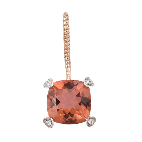 Rose Gold Rhodium Plated Sterling Silver Pendant With Bahaman Pink Quartz, And Natural White Zircon Gemstones. - Fashion Apparel 