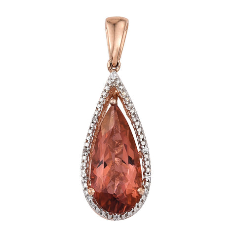 Clear Quartz Natural White Zircon Sterling Silver Pendant Polished With Rose Gold Rhodium. - Fashion Apparel 