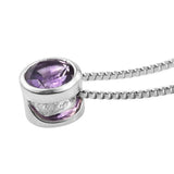 Rhodium Plated Sterling Silver Pendant With Polished African Amethyst - Fashion Apparel 