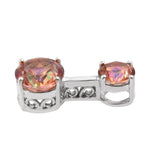 Stylish Sterling Silver Pendant With Rhodium Plating And Salmon Sorbet Coated Topaz - Fashion Apparel 