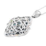 Deep Teal Ocean Blue Green  Kyanite Stone With Sterling Silver Pendant Finishing With Rhodium. - Fashion Apparel 