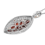 Red Garnet Pendant In Sterling Silver Plated With Rhodium. - Fashion Apparel 