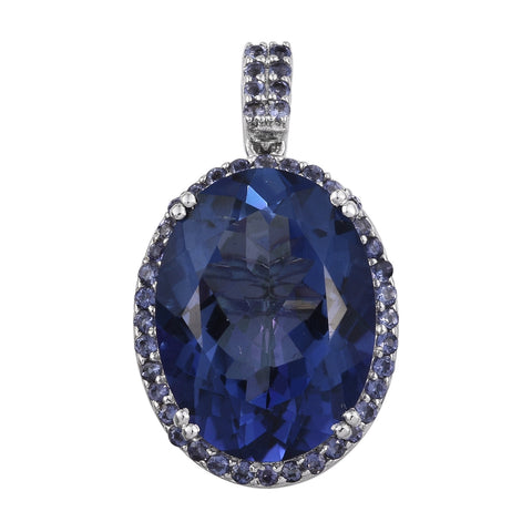 Sterling Silver Pendant With Rhodium Plating And Odyssey Tanzanite  Quartz, Iolite - Fashion Apparel 