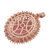 Stunning Sterling Silver Rose Gold Rhodium Plated Pendant With Salmon Sorbet Coated Quartz, And White Topaz - Fashion Apparel 