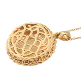 Ethiopian Opal Pendant With Double Halo Of Natural White Zircons Suspended From Yellow Gold Rhodium - Fashion Apparel 