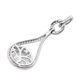 Teardrop Shaped Pendant With Natural White Zircons And Petalite Stone Set In Rhodium - Fashion Apparel 