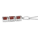 Red Garnet Prong Set Trinity Pendant In Sterling Silver With A Rhodium Finish - Fashion Apparel 