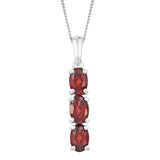 Red Garnet Prong Set Trinity Pendant In Sterling Silver With A Rhodium Finish - Fashion Apparel 