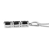Black Spinel Prong Set Trinity Pendant In Sterling Silver With A Rhodium Finish - Fashion Apparel 