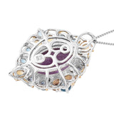 Yellow Gold Pan Plated Sterling Silver Pendant With Citrine, Purple Fluorite, And Electric Blue Topaz - Fashion Apparel 
