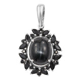 Black Star Diopside And Black Spinel Polished Gemstones Crafted In The Premium Quality Rhodium Plated Sterling Silver Pendant - Fashion Apparel 